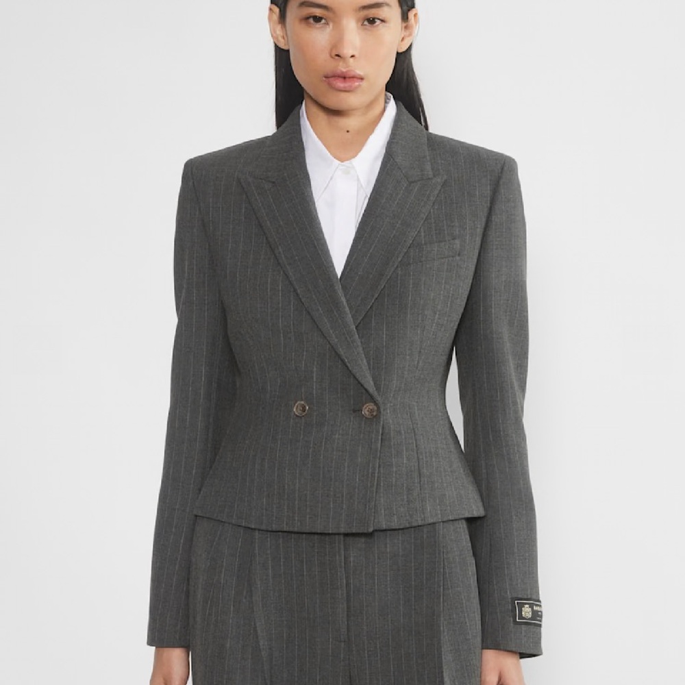 Women's Gray Pinstripe Blazer